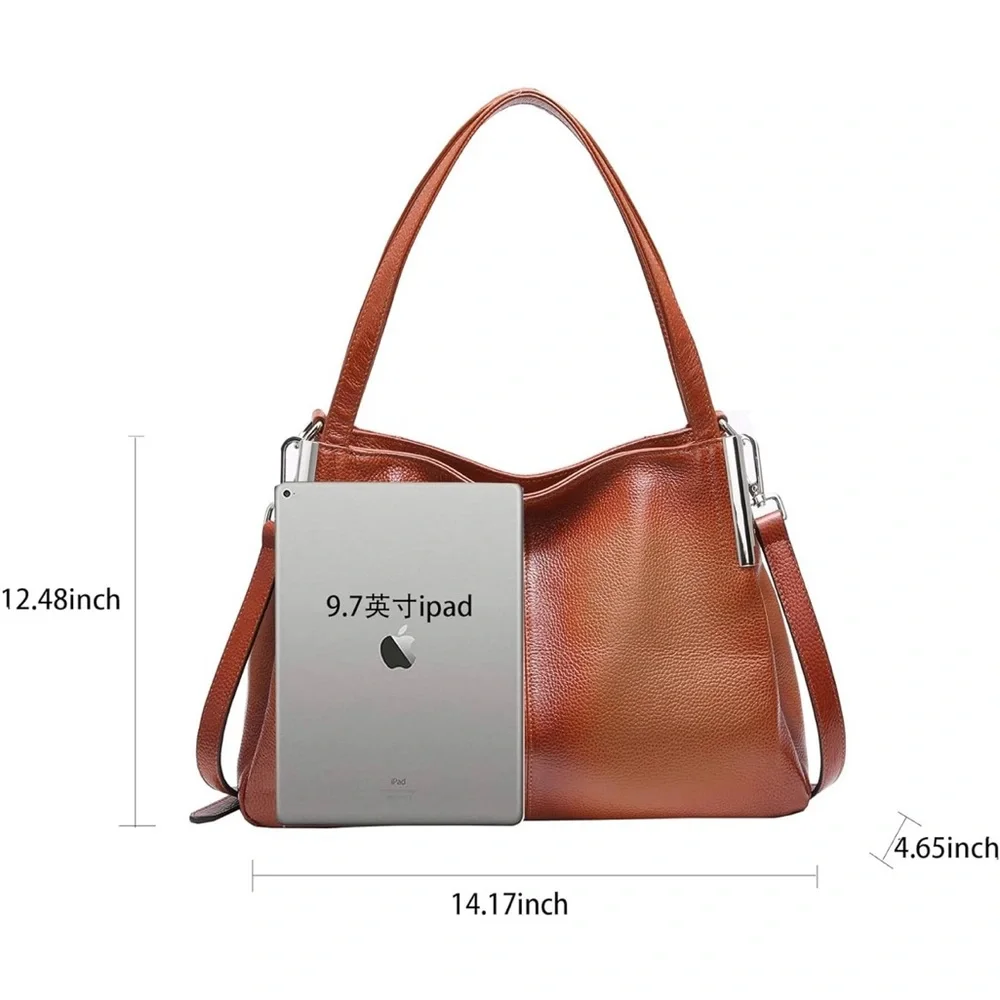 Chic Brown Leather Shoulder Bag - Picture 4 of 14